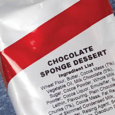 巧克力甜点包装上的英文成分信息