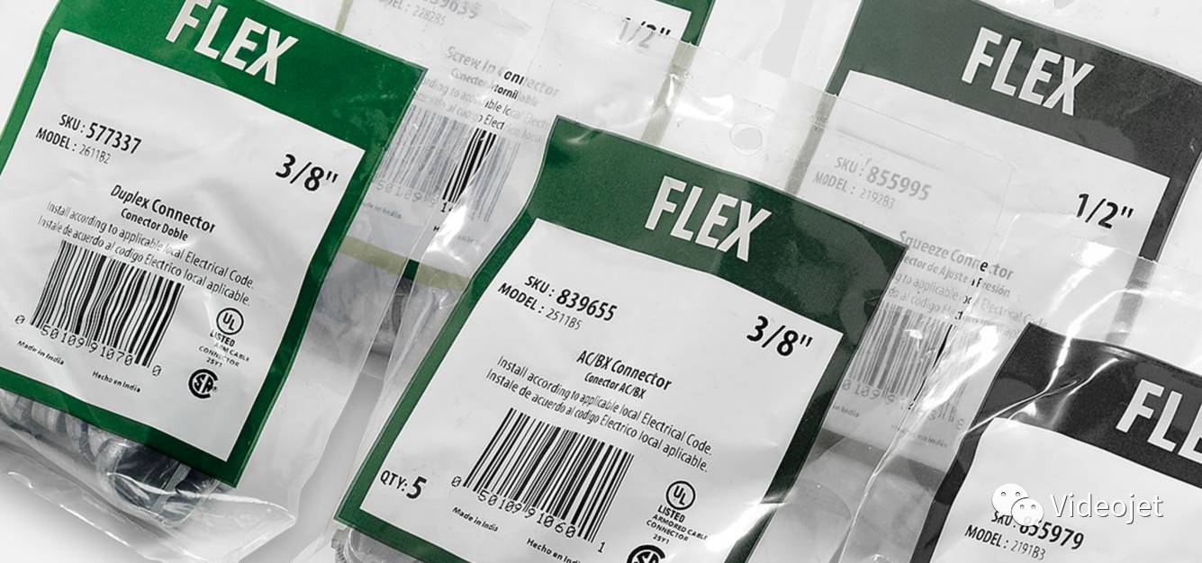 塑料包装袋上的产品条码标签