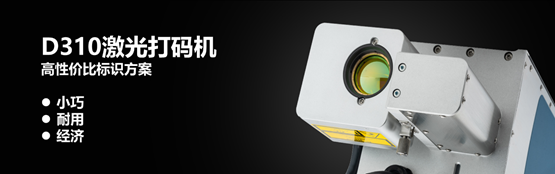 D310激光打码机字样与带圆形光学窗口的设备宣传图