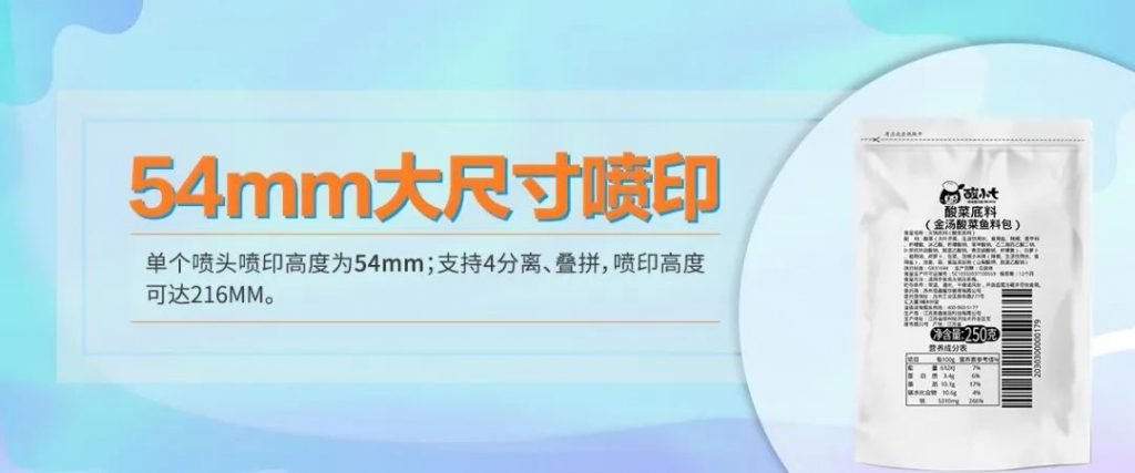 54mm喷印标题与包装袋文字条码示例